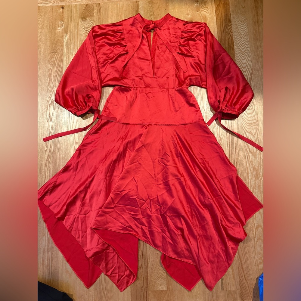Self-Portrait Satin Red Dress